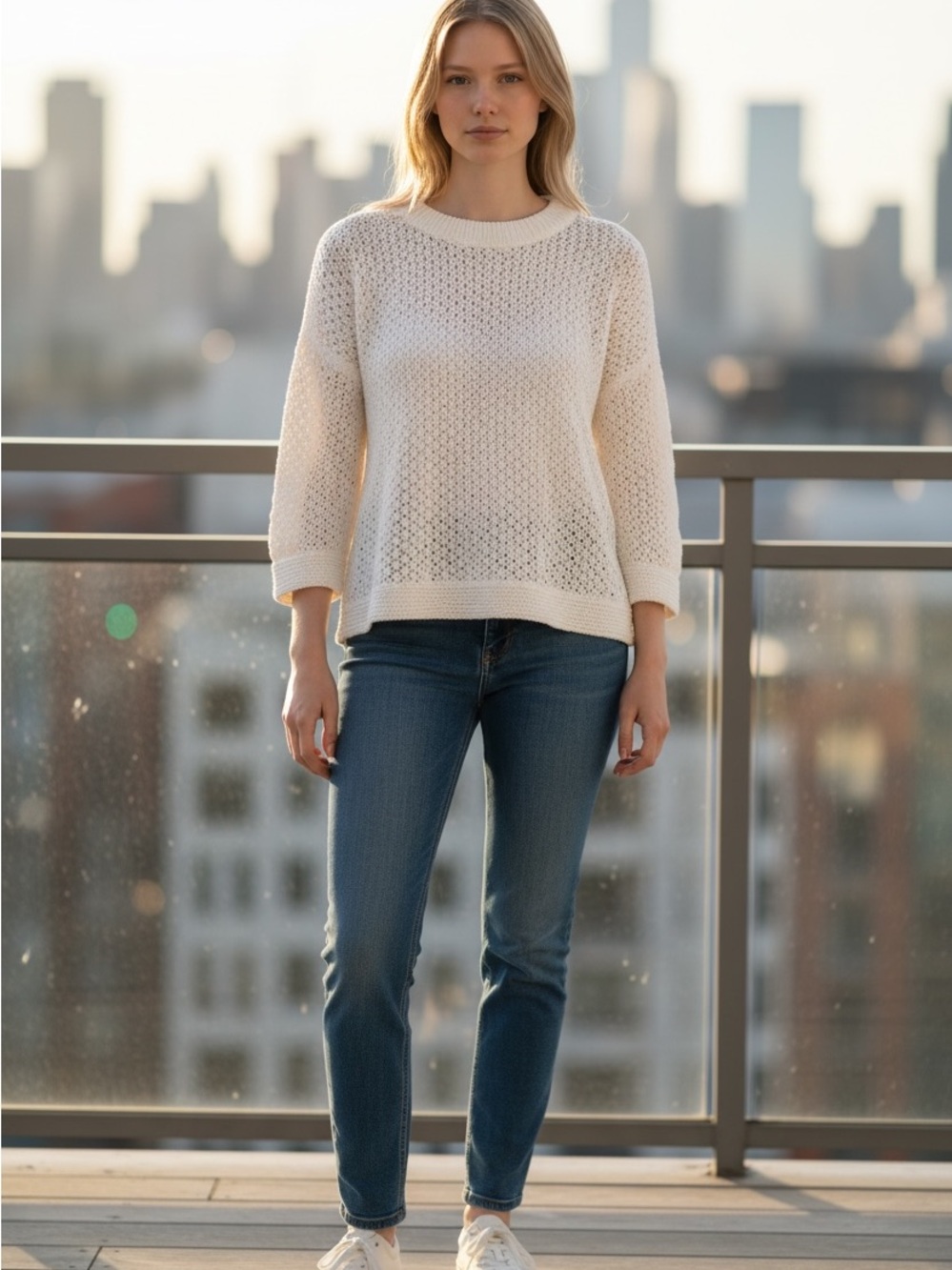 Style & Co Open Knit Lightweight Sweater | XL | Cream/Ivory 🤍